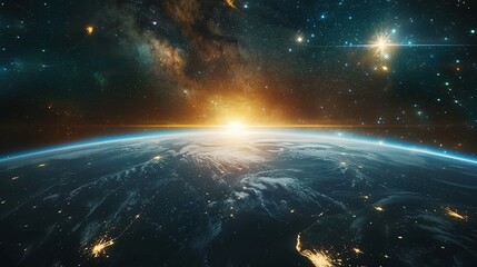 Obraz premium Earthrise Over the Milky Way