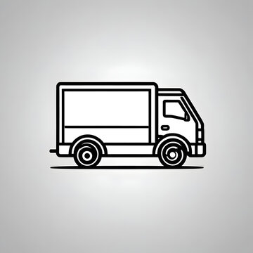 recommend clip art: Fast moving shipping delivery truck line art vector icon for transportation apps and websites,
