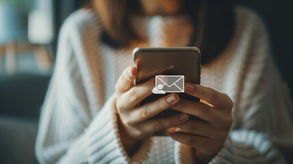 email icon pops up from a smartphone