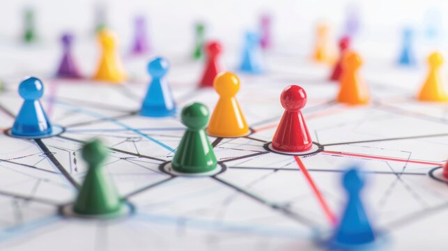 Drawing interconnected nodes representing business networking, strategic partnerships, business development