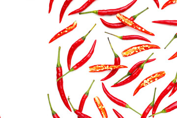 Red chili peppers on white background