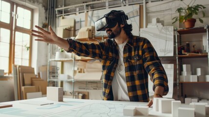 Product designer using VR to refine a virtual prototype, innovative design, virtual reality