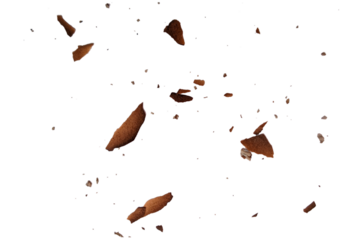 burnt pieces of paper on white background