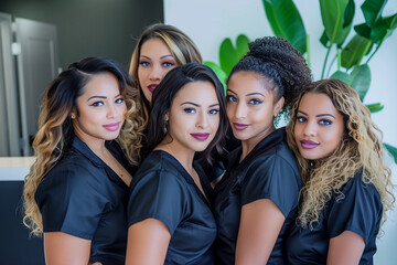 Obraz premium Photography of aesthetic Dominican Republic team therapists in beauty center.