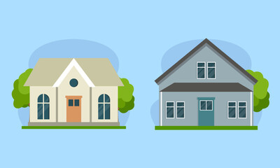 Residential houses with gardens colorful logo