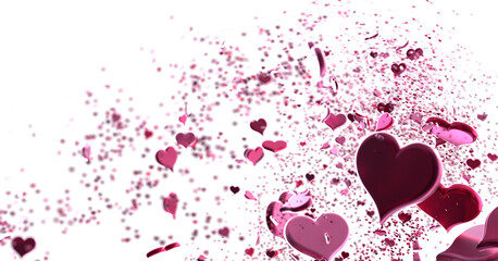 realistic isolated heart confetti on the transparent background for decoration and covering. Concept of Happy Valentine's Day,