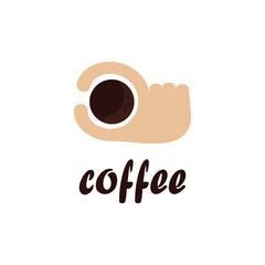 flat design icon logo for drinking coffee