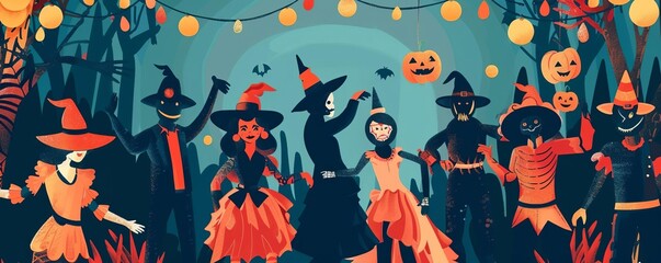 Halloween costume party with creative and spooky outfits, Halloween fun, Festive celebration