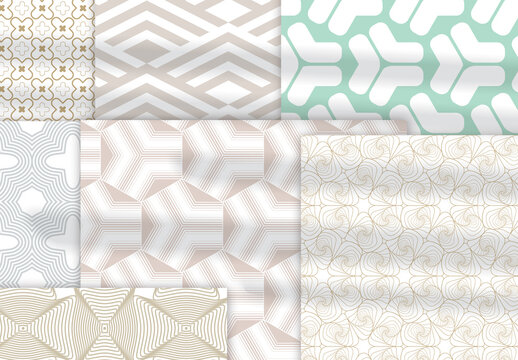 Pastel Colored Simple Geometric Seamless Pattern Collection