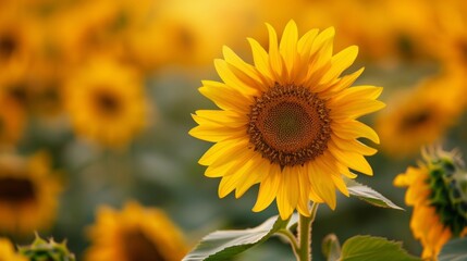 Fototapeta premium Sunflower Background with Vast Field of Sunflowers 