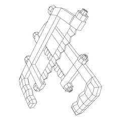 Hacksaw manual or Hand hacksaw. Wireframe low poly mesh vector illustration