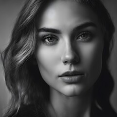 Fototapeta premium Dramatic black and white portrait of pretty woman