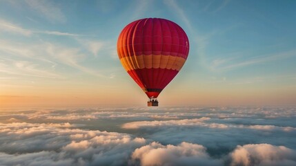 Fototapeta premium Hot air balloon ride above the clouds. AI.