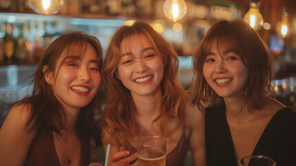 Obraz premium バーカウンターで女子会