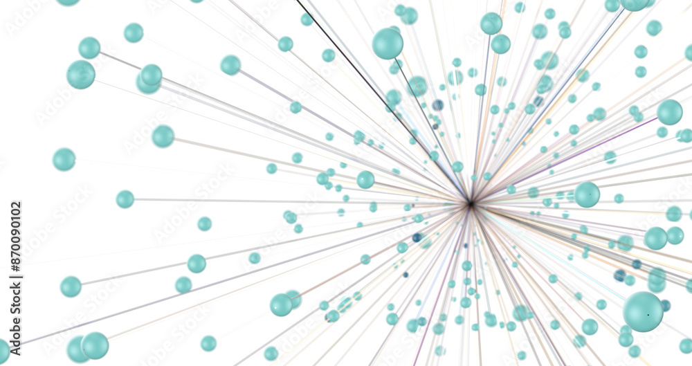 Fototapete Big data visualization. Network connection structure with chaotic distribution of points and lines. 3D rendering.