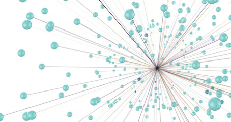 Big data visualization. Network connection structure with chaotic distribution of points and lines. 3D rendering.