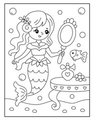 Mermaid coloring pages for kids