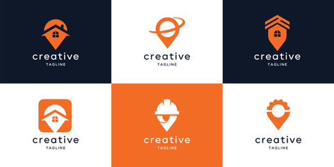 set of collection Building Architecture and pin logo design inspiration 