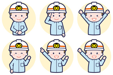 男性救急隊員のポーズセット_01