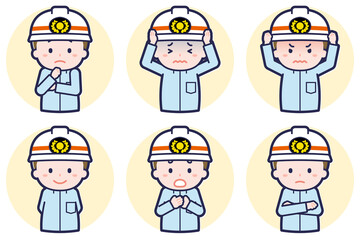 男性救急隊員のポーズセット_05