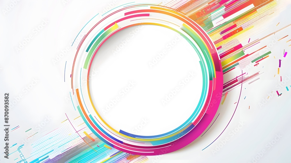 Wall mural vector abstract circles lines round frame colorful rainbow isolated on white background with empty s