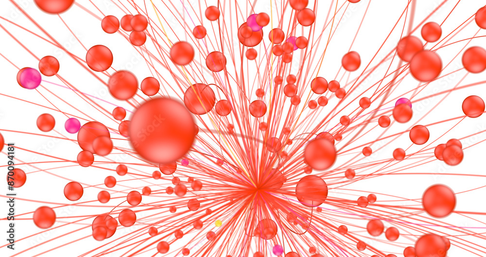Fototapete Big data visualization. Network connection structure with chaotic distribution of points and lines. 3D rendering.