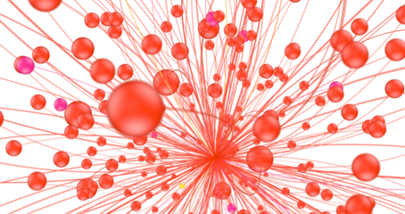 Big data visualization. Network connection structure with chaotic distribution of points and lines. 3D rendering.