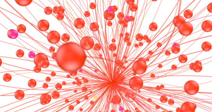 Big data visualization. Network connection structure with chaotic distribution of points and lines. 3D rendering.