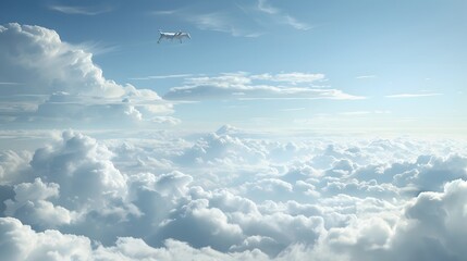 Fototapeta premium A super cow flying over clouds.