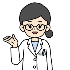 女性の薬剤師が案内をしている