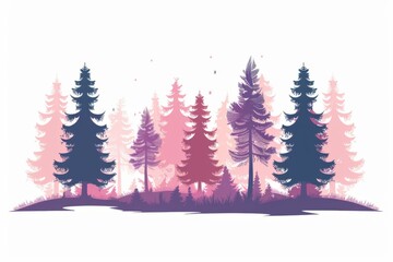 Fototapeta premium Beautiful illustration of a colorful forest with pink and purple trees. Ideal for nature-themed designs and artistic projects.