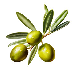 Obraz premium Green olives isolate on transparent png. 