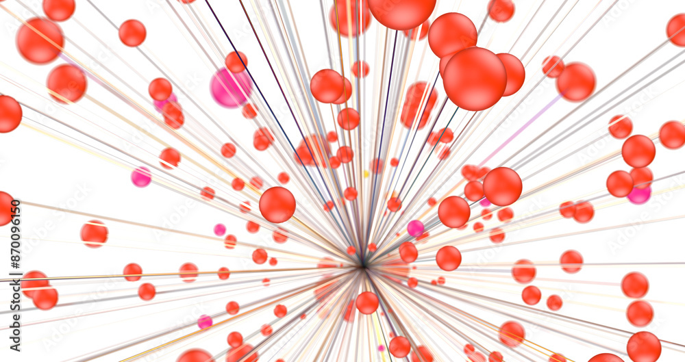 Fototapete Big data visualization. Network connection structure with chaotic distribution of points and lines. 3D rendering.
