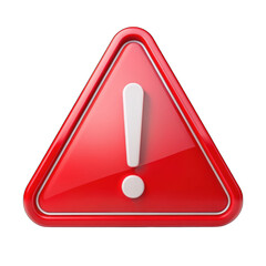 Caution symbol in red color isolated on transparent background