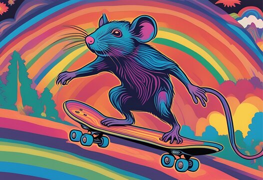 Rata/ Rat&oacute;n en patineta.