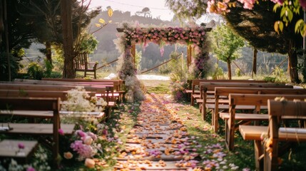 Obraz premium Very beautiful and aesthetic outdoor wedding decorations