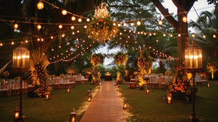 Naklejka premium Very beautiful and aesthetic outdoor wedding decorations
