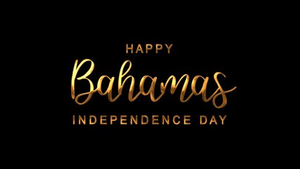 Happy Bahamas Independence Day Text Animation on Gold Color. Great for Happy Bahamas Independence Day Celebrations, for banner, social media feed wallpaper stories.