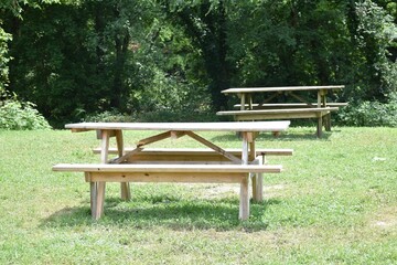 Picnic Tables in a Park