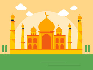 Asian Mosque building. Asian culture vector illustration.