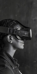 Pessoa usando um fone de ouvido de realidade virtual