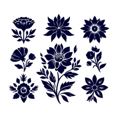 Creative Set Of A Flower Outline Design.