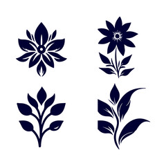 Creative Set Of A Flower Outline Design.