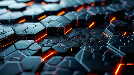 Obraz premium Abstract 3D rendering of hexagonal nanomaterial structure emphasizing nanotechnology concept advanced scientific visualization ultra-realistic 