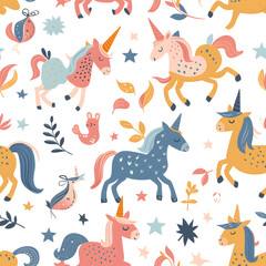Seamless repeating pattern unicorns
