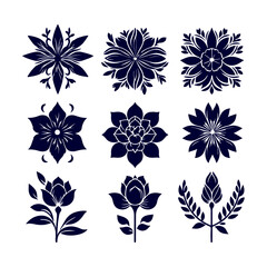 Creative Set of a vector flower outline design