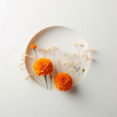 Minimalist Marigolds on White Background