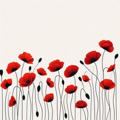Minimalist Poppy Arrangement on White Background
