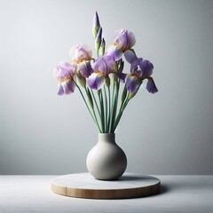 Irises in a Minimalist Vase