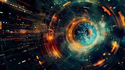 Abstract digital art background featuring tech design and futuristic innovation cyber space and data visualization elements high-tech futuristic concept ultra-realistic 